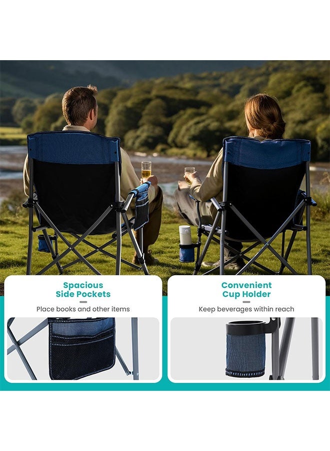 Aurlar Heavy Duty Folding Camping Chair Portable Outdoor Chair with Cup Holder and Storage Pocket, Collapsible Beach and Lawn Chair Supports Up to 150kg for Camping Fishing Hiking and Travel - Image 2